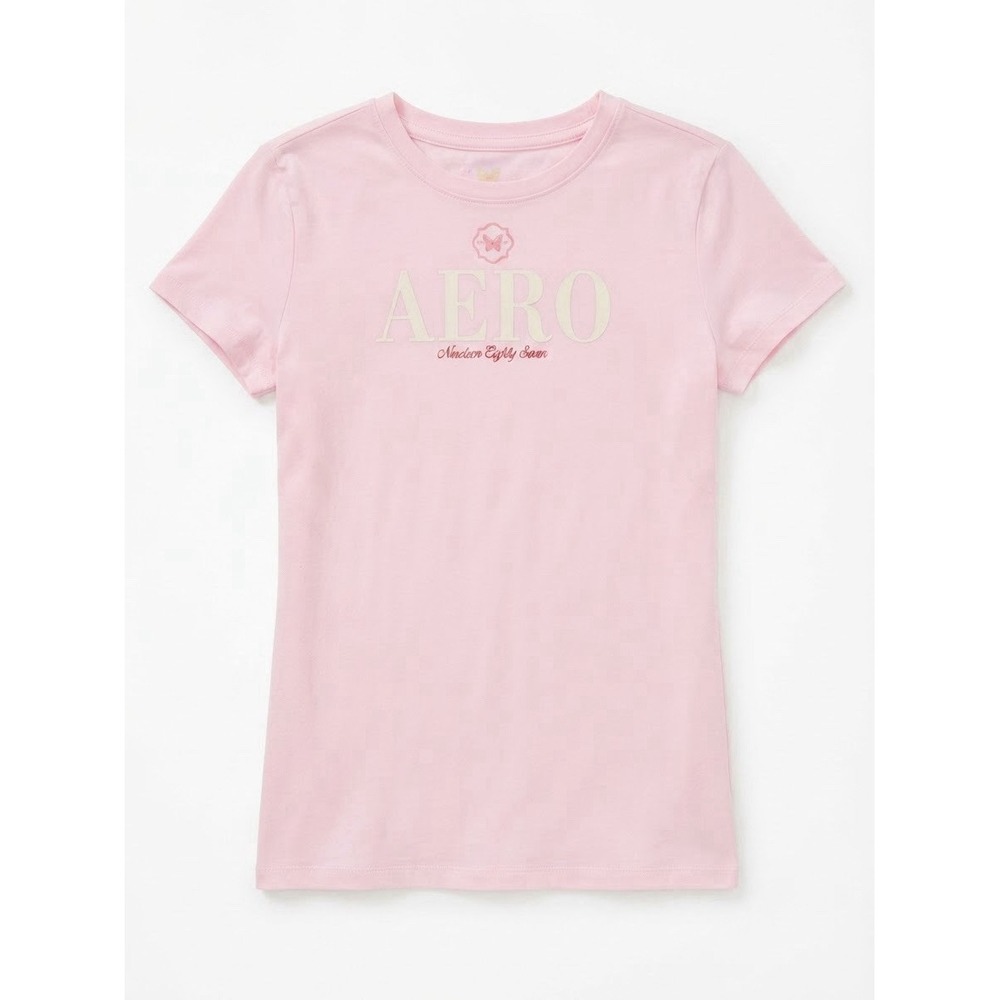 Aeropostale Pink Graphic T-Shirt Nineteen Eighty Seven Size Women's M